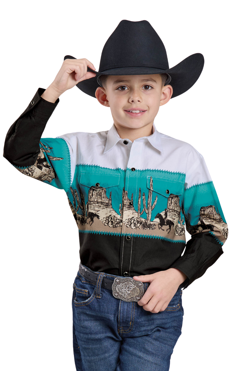 Roper Boys Vintage Collection L/S Shirt (30421701) Print Black