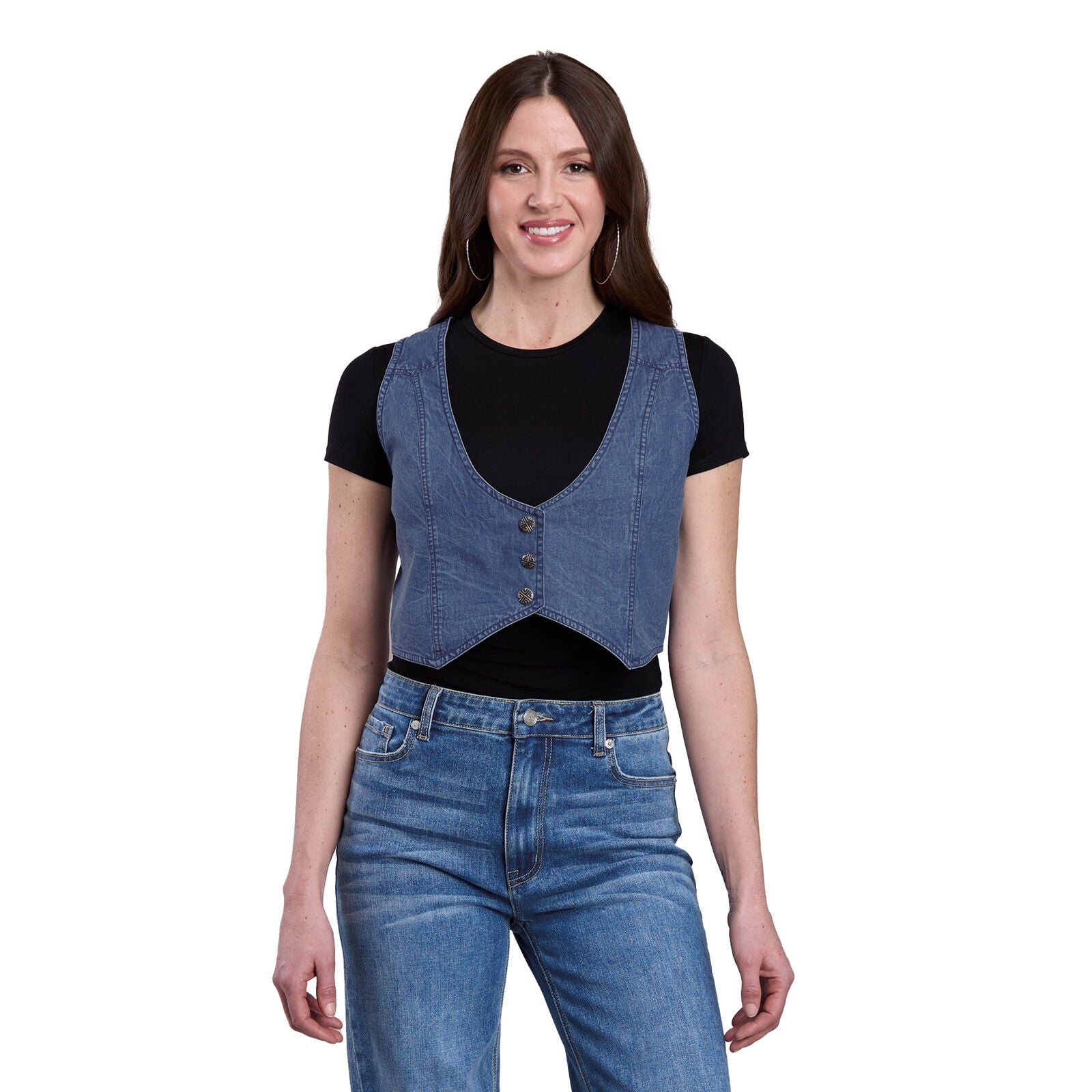 Roper Womens Five Star Collection Sleeveless Vest (74594173) Solid Blue