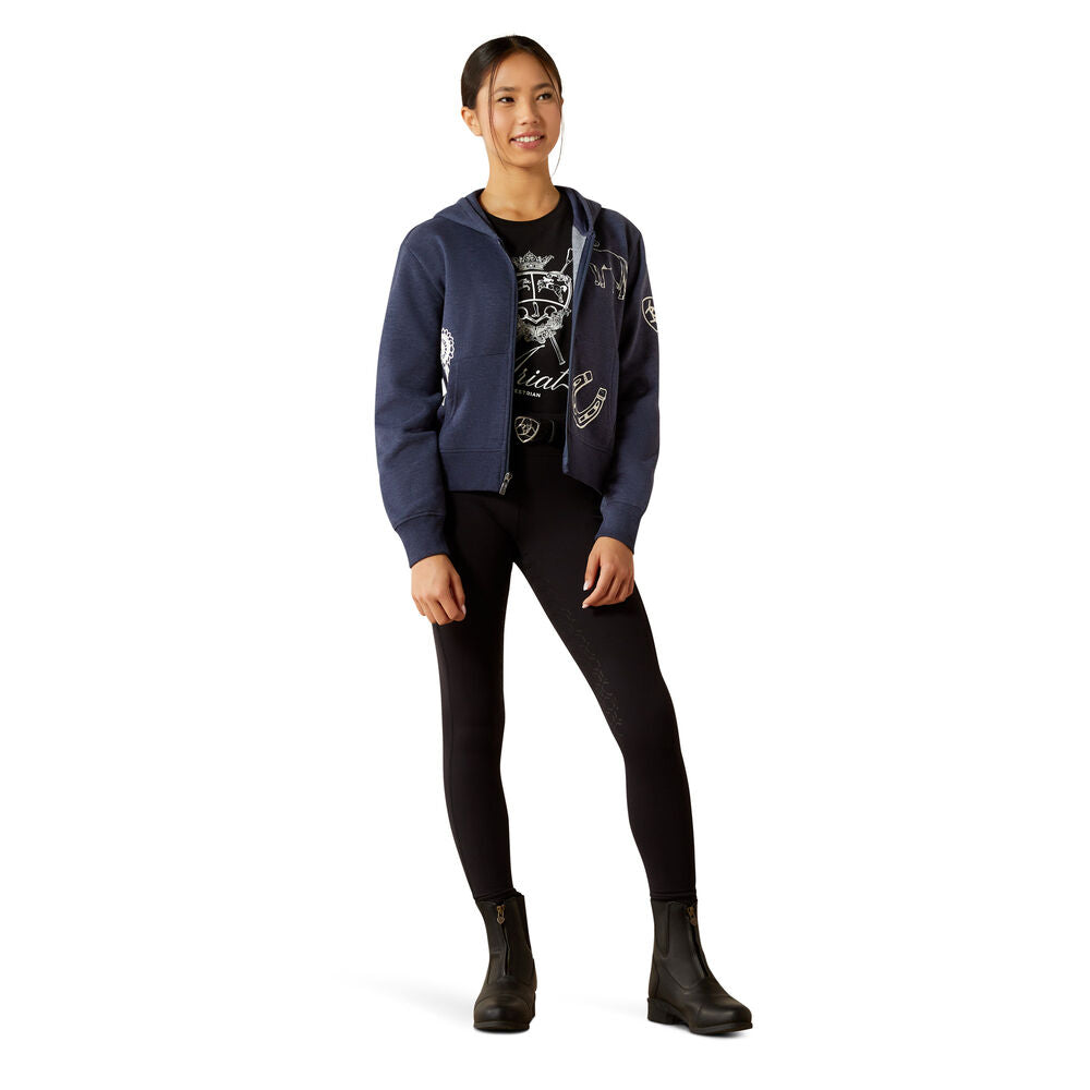 Ariat Girls Spiffy Full Zip Sweatshirt (10062478) Navy Heather