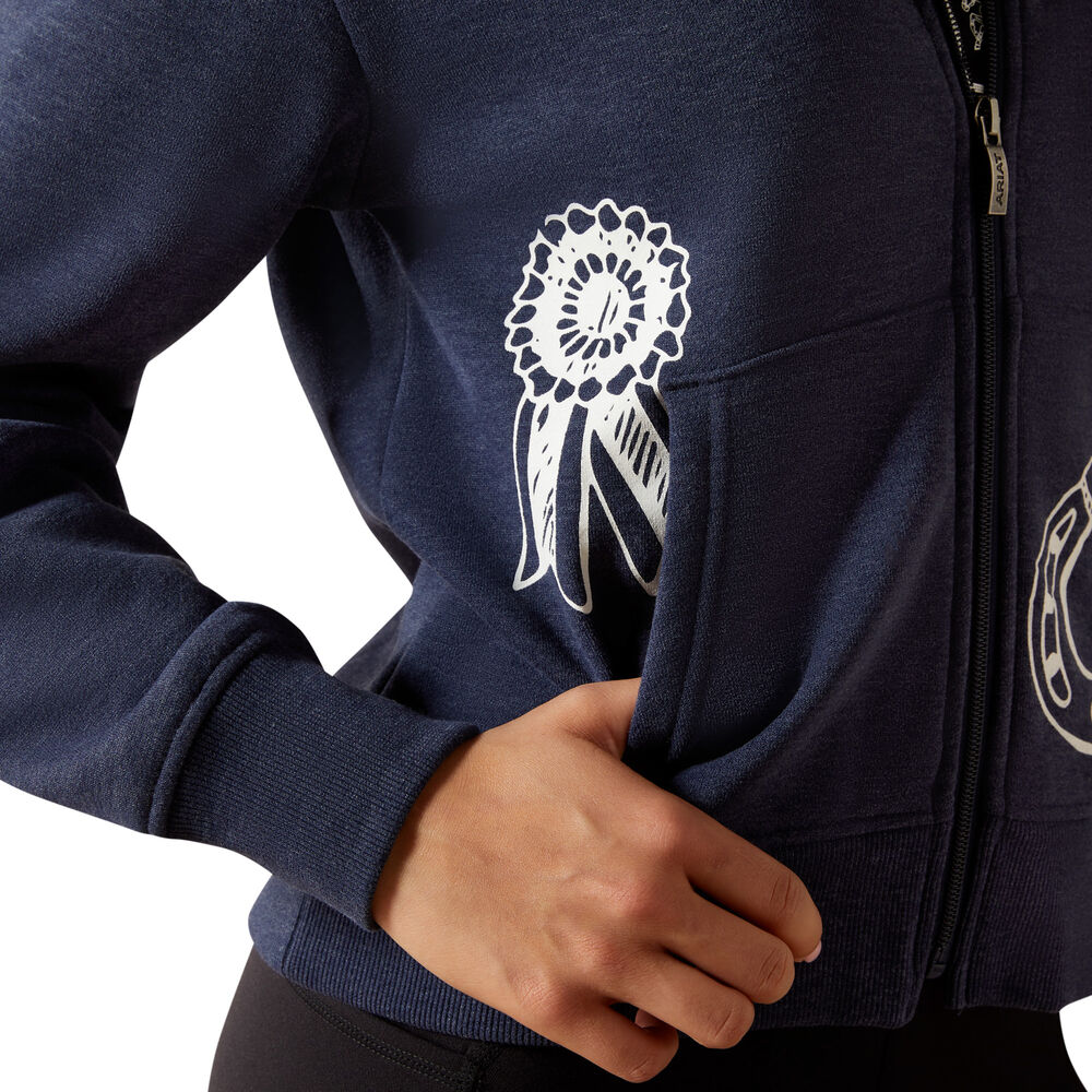 Ariat Girls Spiffy Full Zip Sweatshirt (10062478) Navy Heather