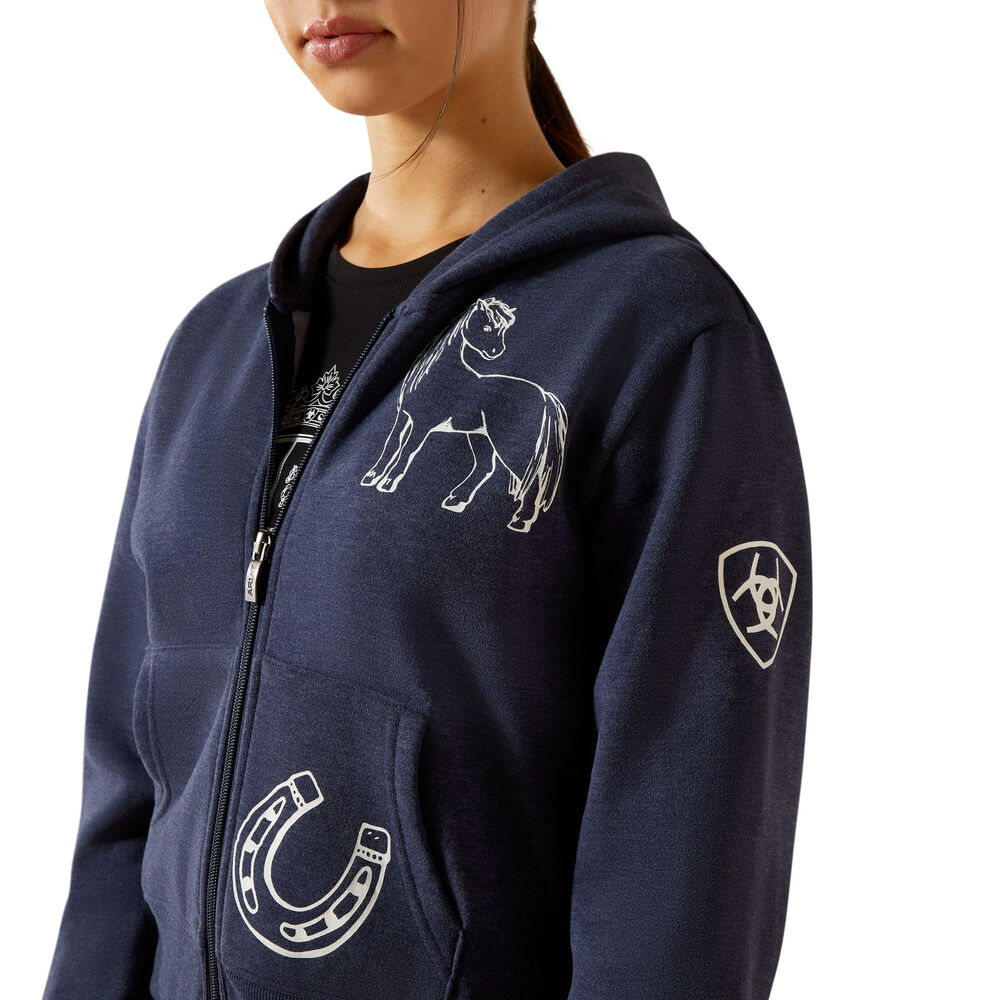 Ariat Girls Spiffy Full Zip Sweatshirt (10062478) Navy Heather