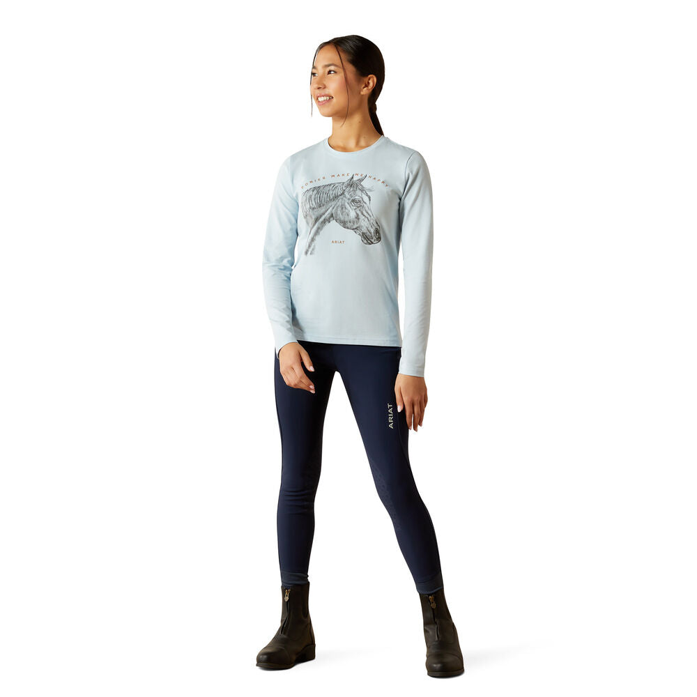 Ariat Girls Happy L/S Tee (10062566) Skyway
