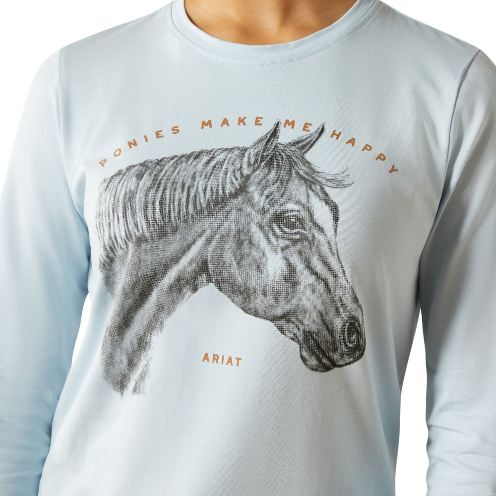 Ariat Girls Happy L/S Tee (10062566) Skyway