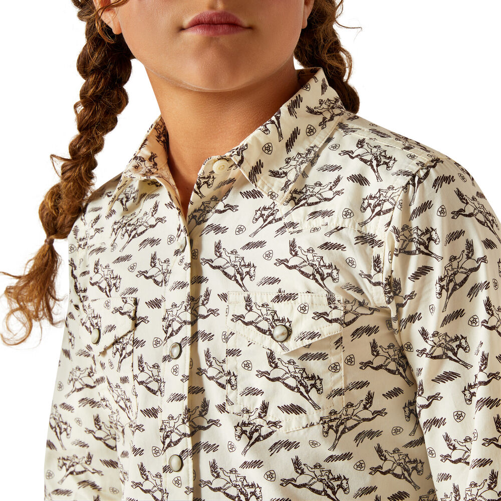 Ariat Girls Rodeo Time Snap L/S Shirt (10062842) Bucking Horse Print