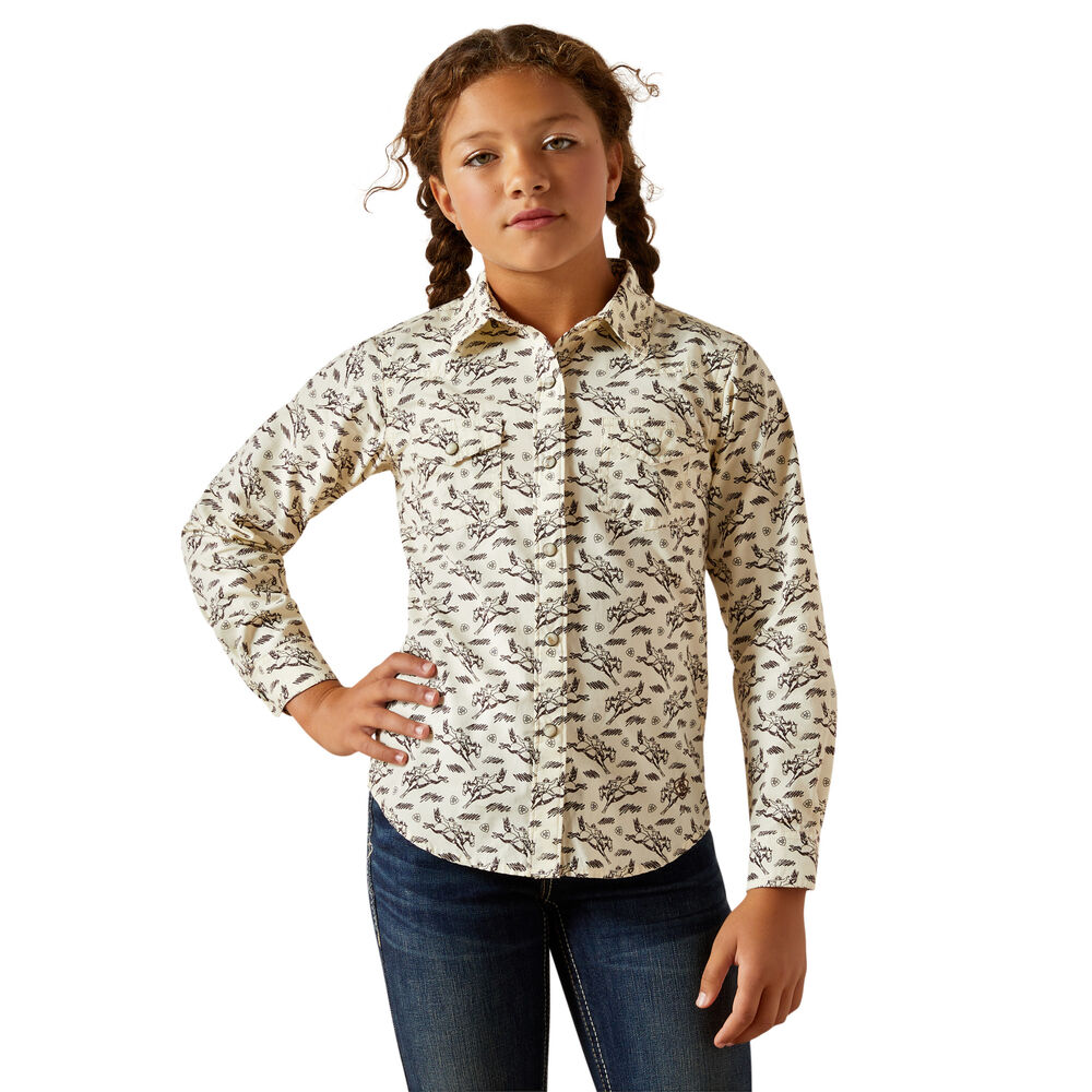 Ariat Girls Rodeo Time Snap L/S Shirt (10062842) Bucking Horse Print