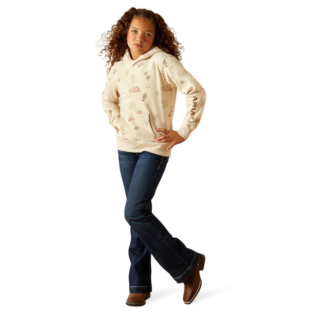 Ariat Girls Western Stamps Hoodie (10062845) Layla Print