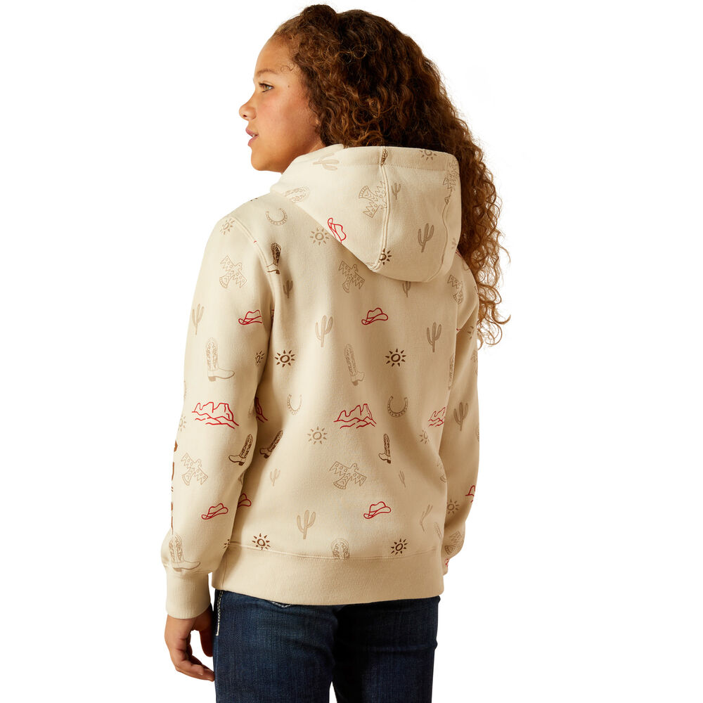 Ariat Girls Western Stamps Hoodie (10062845) Layla Print