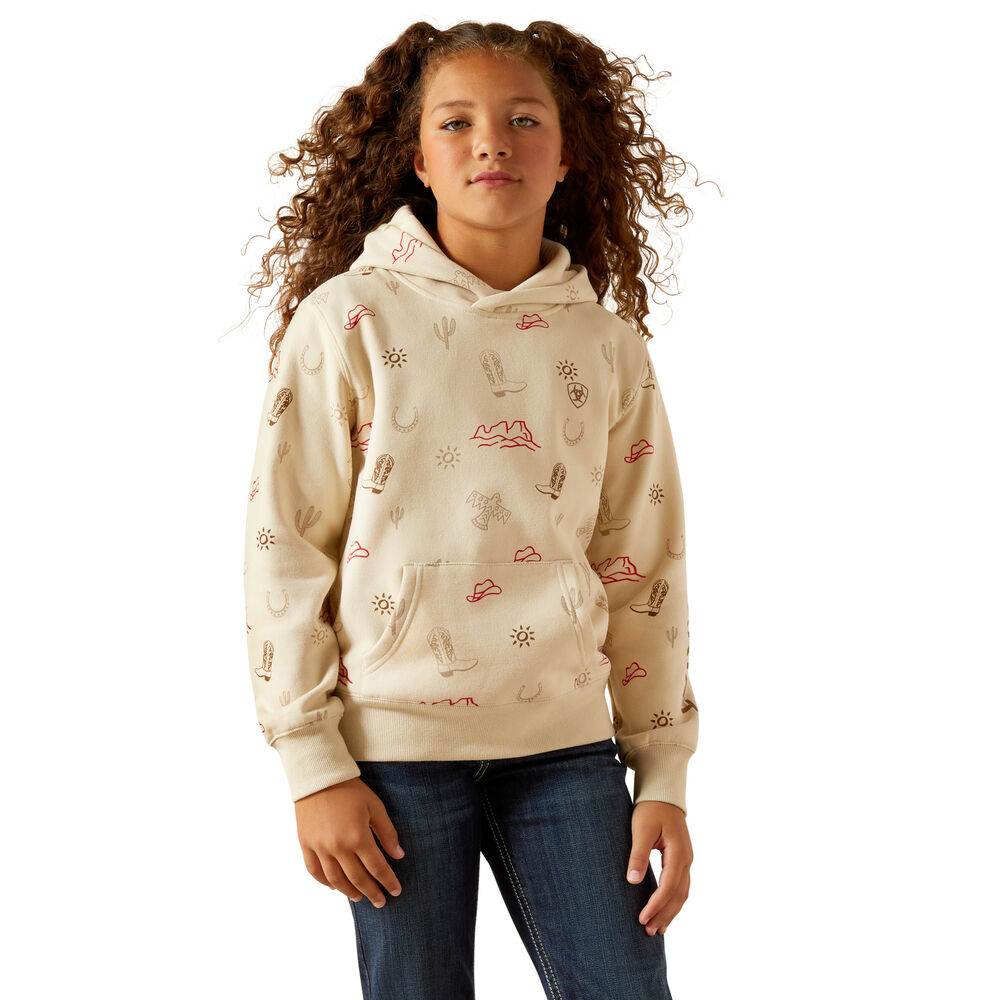 Ariat Girls Western Stamps Hoodie (10062845) Layla Print