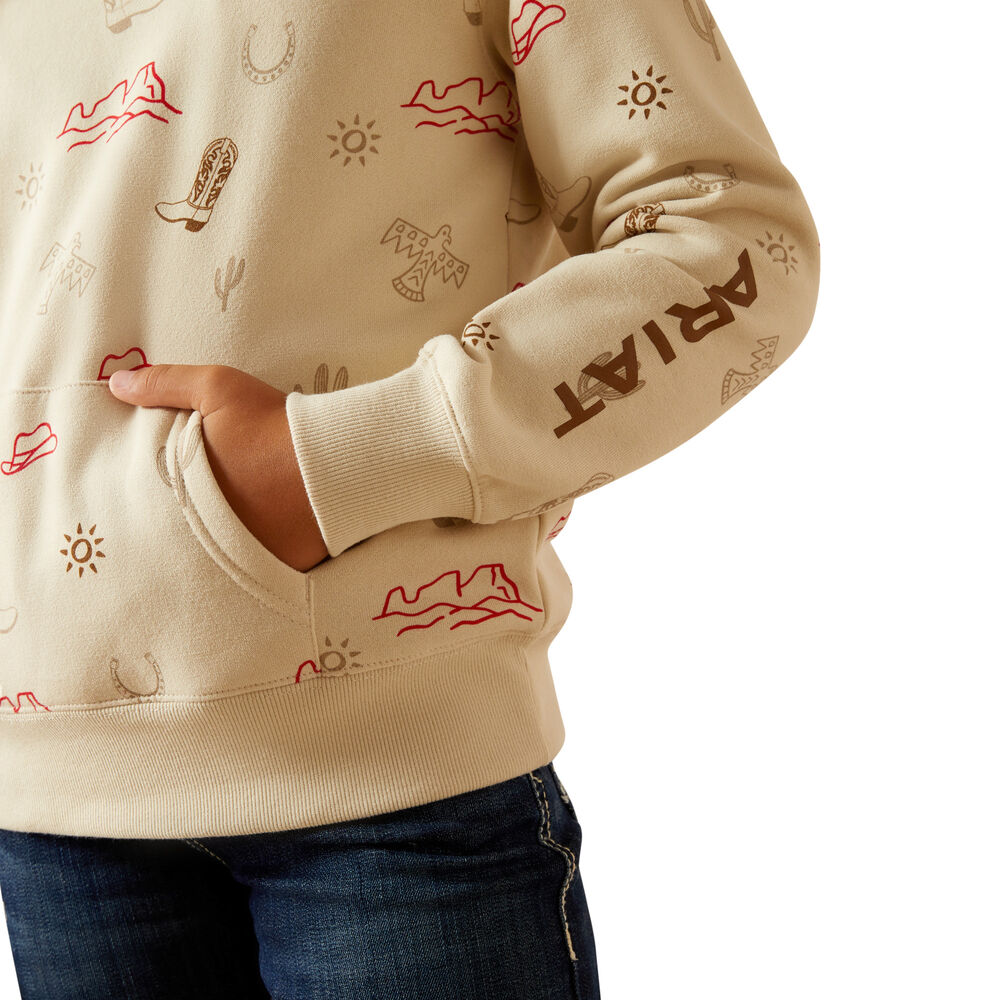 Ariat Girls Western Stamps Hoodie (10062845) Layla Print