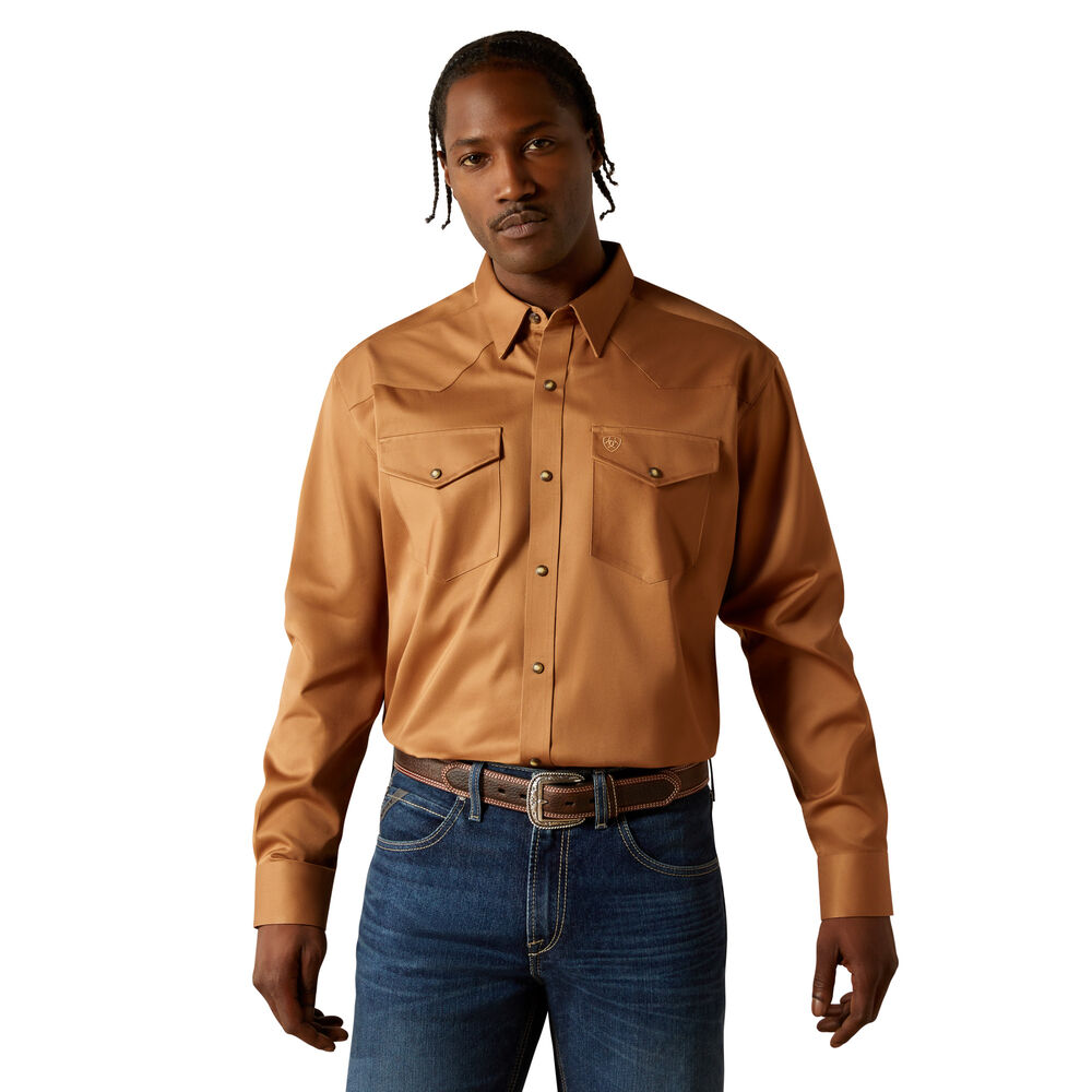 Ariat Mens Solid Twill Snap L/S Shirt (10062473) Tan