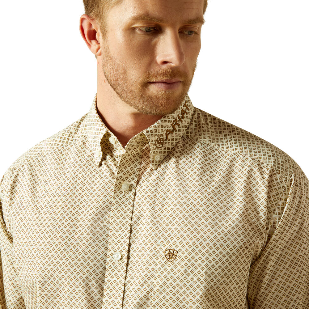 Ariat Mens Team Pierce L/S Shirt (10062251) Cream/Light Brown