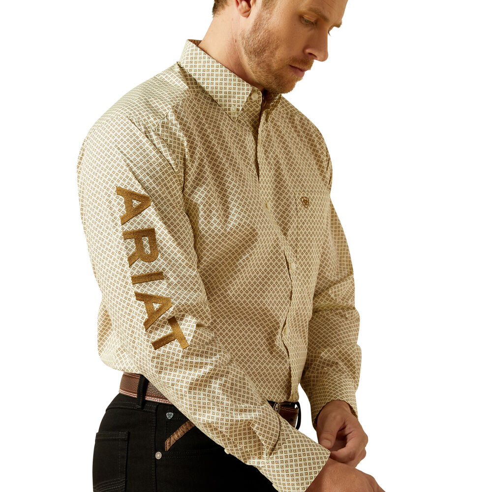 Ariat Mens Team Pierce L/S Shirt (10062251) Cream/Light Brown
