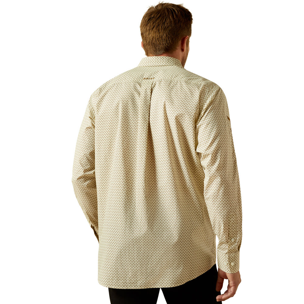 Ariat Mens Team Pierce L/S Shirt (10062251) Cream/Light Brown