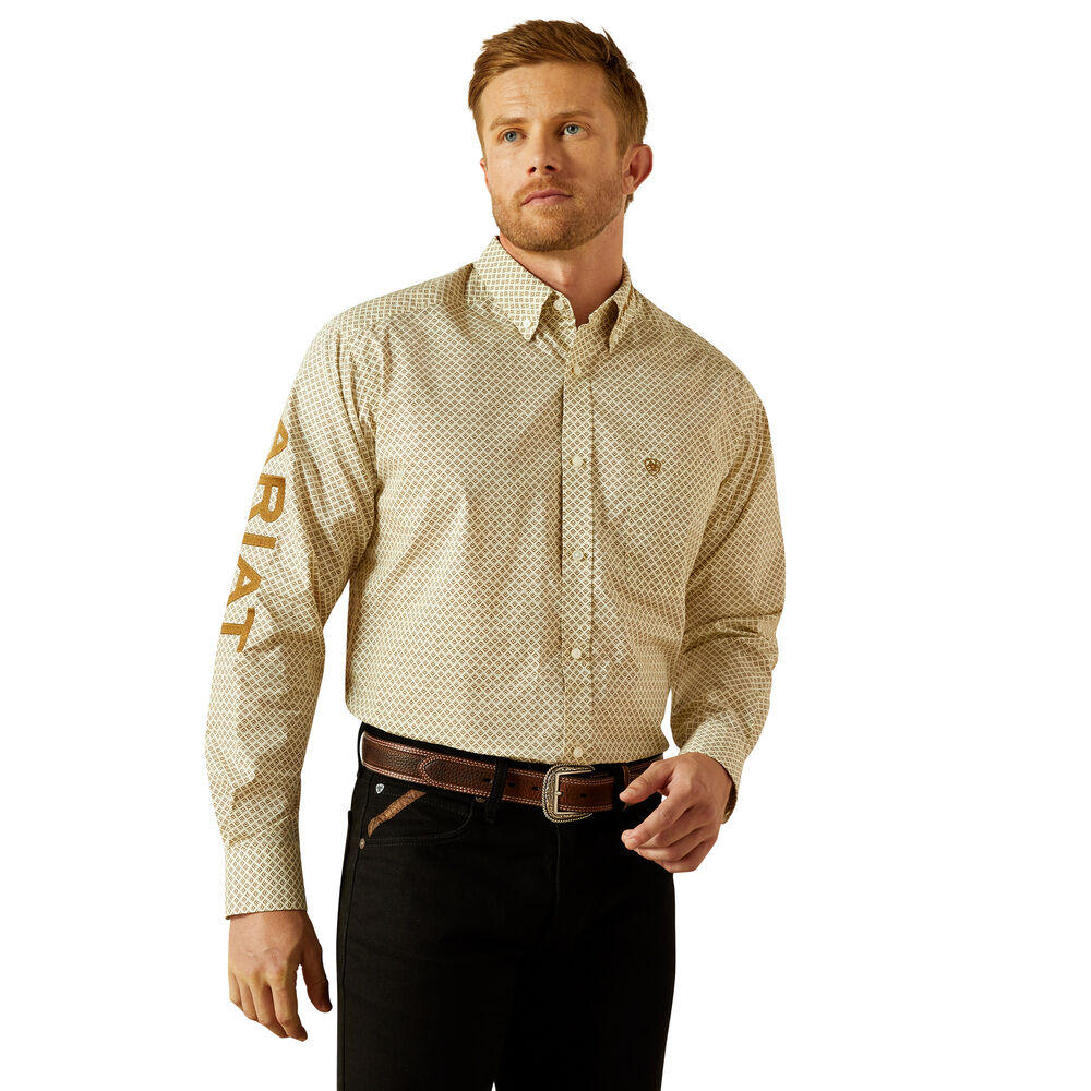 Ariat Mens Team Pierce L/S Shirt (10062251) Cream/Light Brown