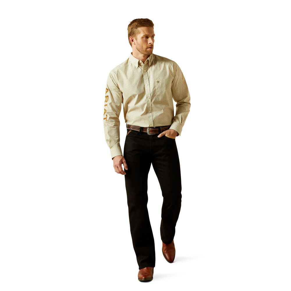 Ariat Mens Team Pierce L/S Shirt (10062251) Cream/Light Brown