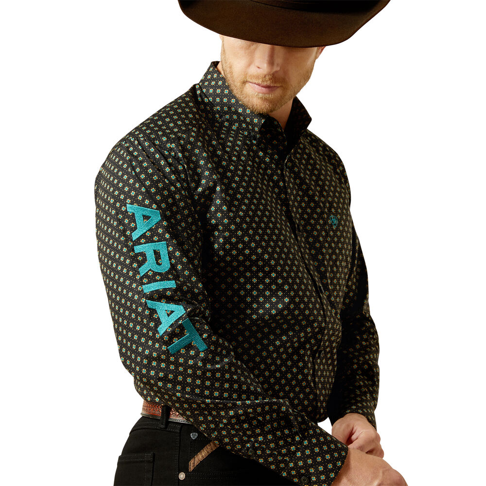 Ariat Mens Team Phibert L/S Shirt (10062253) Black/Teal