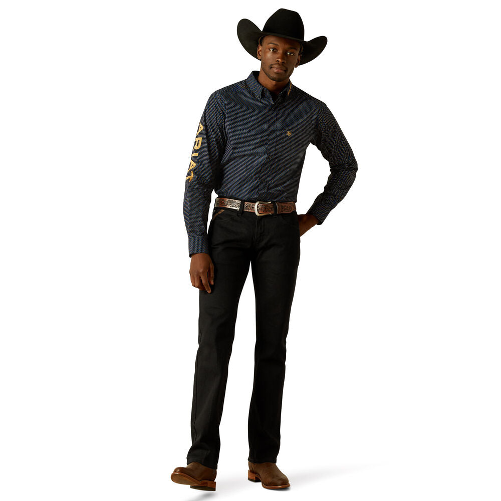 Ariat Mens Team Portland Fitted L/S Shirt (10062254) Black/Gold