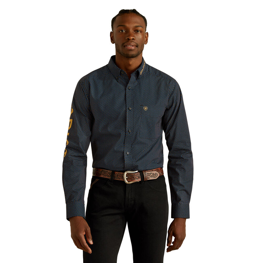Ariat Mens Team Portland Fitted L/S Shirt (10062254) Black/Gold