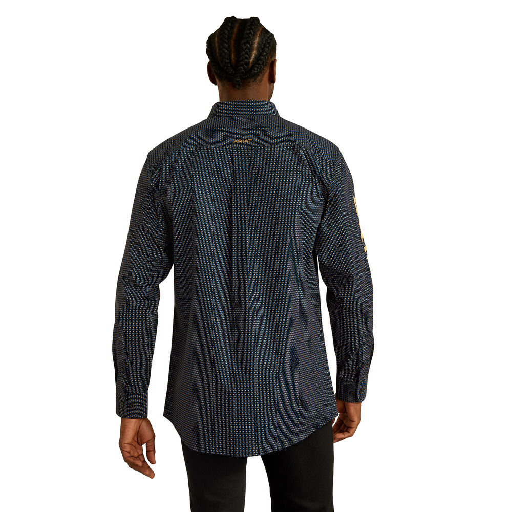 Ariat Mens Team Portland Fitted L/S Shirt (10062254) Black/Gold