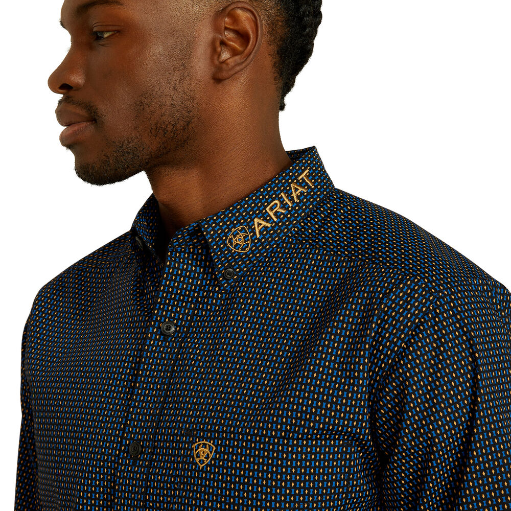 Ariat Mens Team Portland Fitted L/S Shirt (10062254) Black/Gold