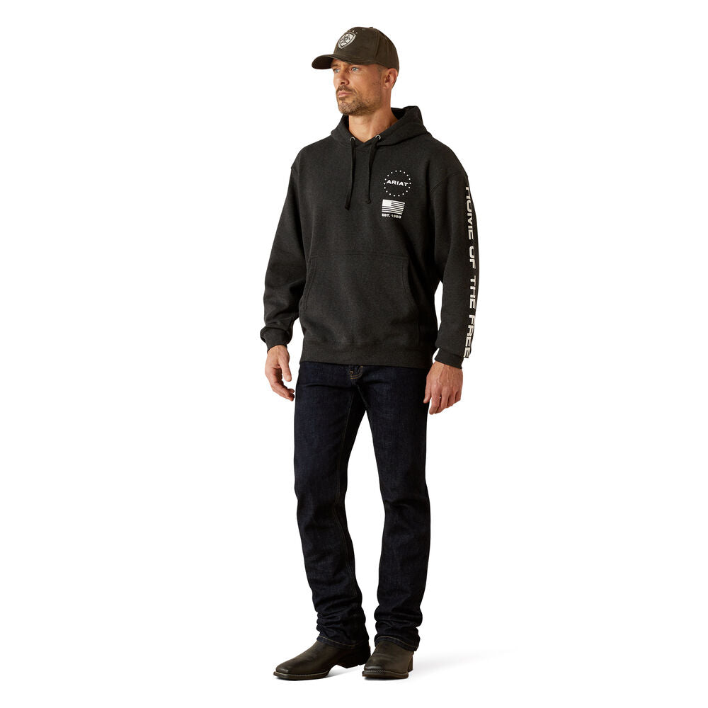 Ariat Mens Sponsor Patriot Hoodie (10062496) Charcoal Heather