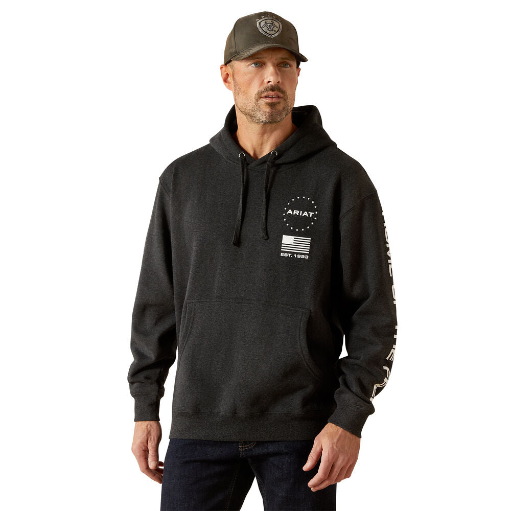 Ariat Mens Sponsor Patriot Hoodie (10062496) Charcoal Heather