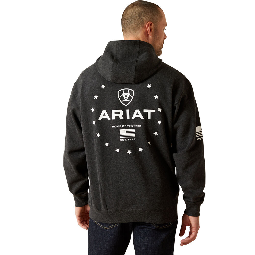 Ariat Mens Sponsor Patriot Hoodie (10062496) Charcoal Heather