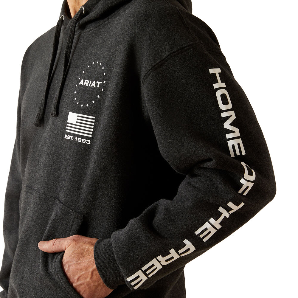 Ariat Mens Sponsor Patriot Hoodie (10062496) Charcoal Heather