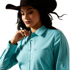 Ariat Womens Wrinkle Resistant Kirby L/S Shirt (10062538) Aqua Sea