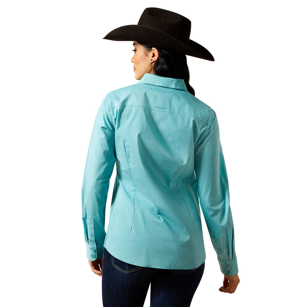 Ariat Womens Wrinkle Resistant Kirby L/S Shirt (10062538) Aqua Sea