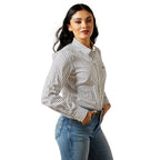 Ariat Womens Kirby Stretch L/S Shirt (10062658) Black/White Triangle Stripe