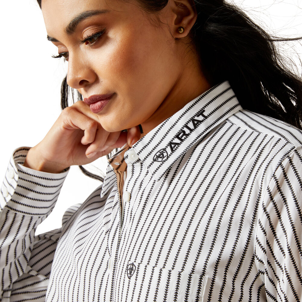 Ariat Womens Kirby Stretch L/S Shirt (10062658) Black/White Triangle Stripe