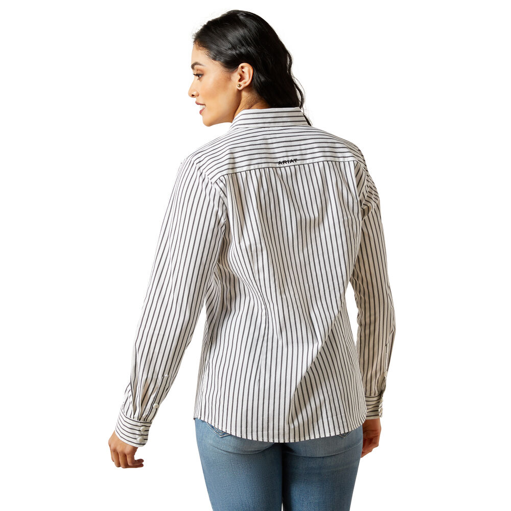 Ariat Womens Kirby Stretch L/S Shirt (10062658) Black/White Triangle Stripe