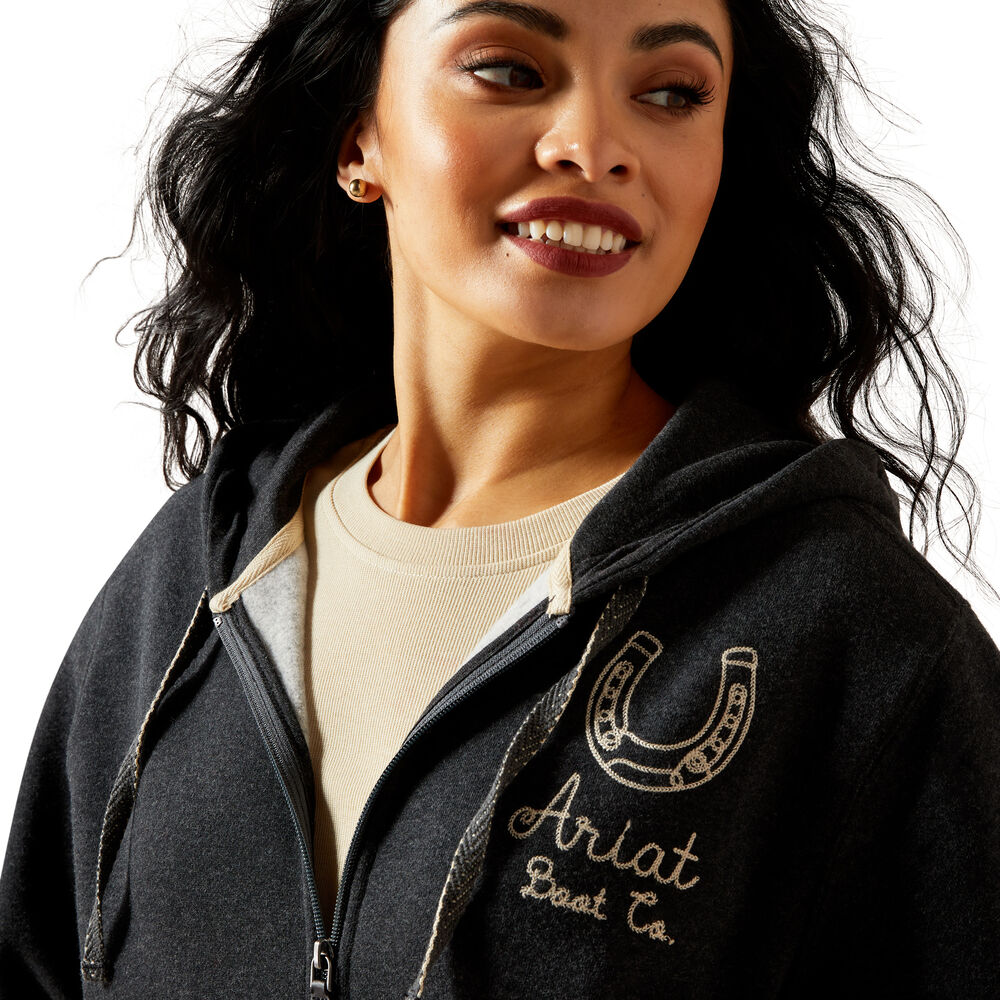 Ariat Womens Stitched Full Zip Hoodie (10062828) Charcoal Heather
