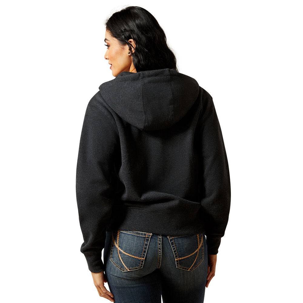 Ariat Womens Stitched Full Zip Hoodie (10062828) Charcoal Heather