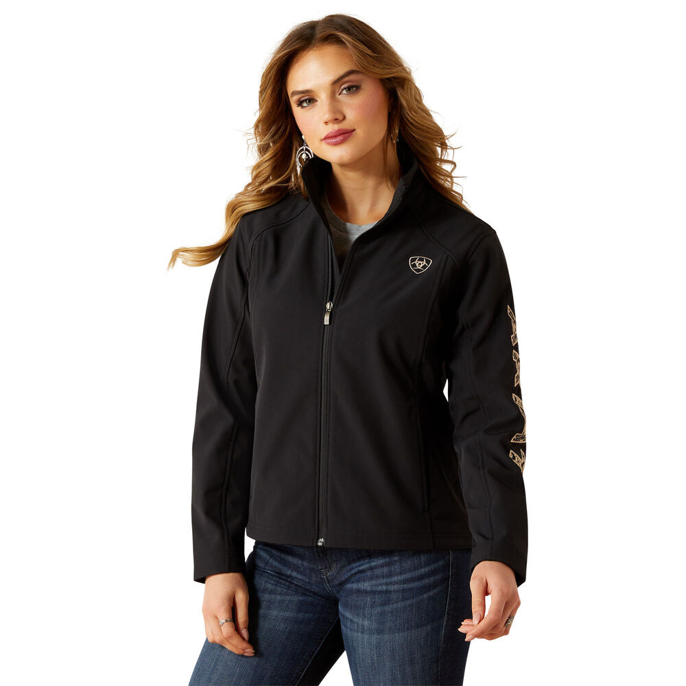 Ariat Womens Logo Softshell Jacket (10062308) Black/Southwest Minimal Print