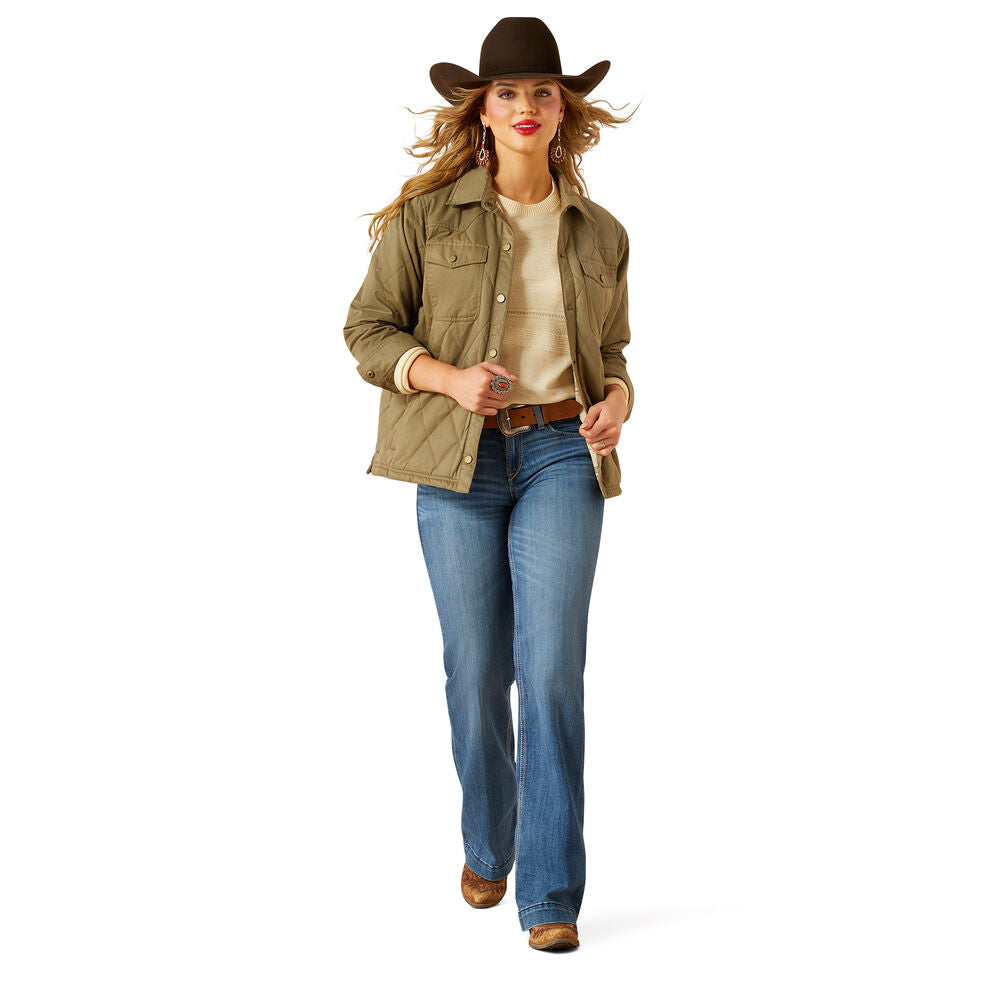 Ariat Womens Grizzly Quilted Barn Jacket (10062813) Dusky Green