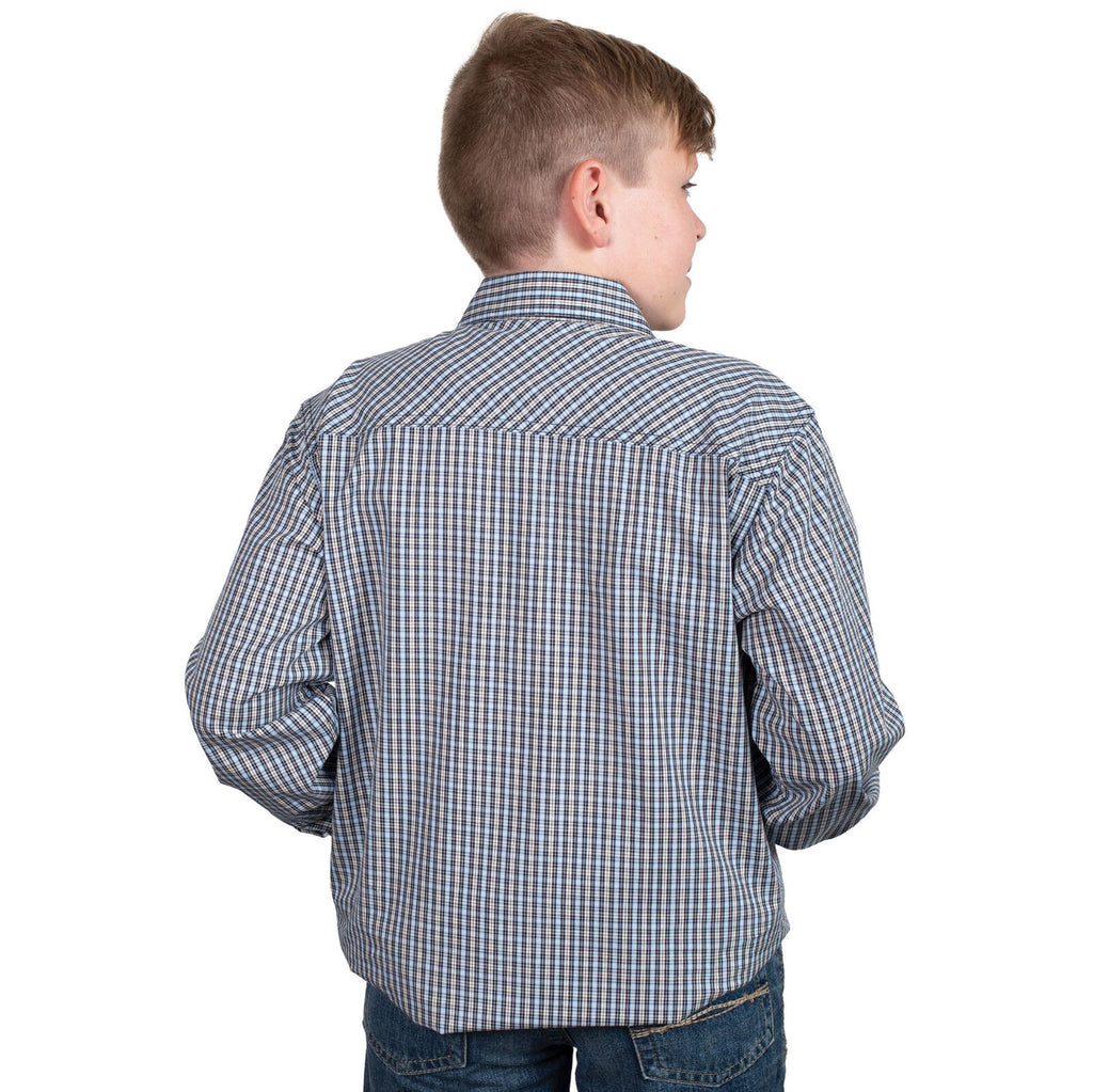 Just Country Boys Brayden Half Button L/S Print Shirt (BWLS2585) Navy/Light Blue Check