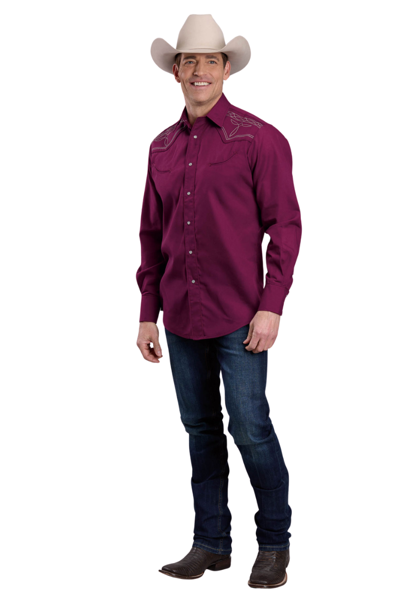 Roper Mens Karman Special Collection L/S Shirt (1017087) Solid Wine