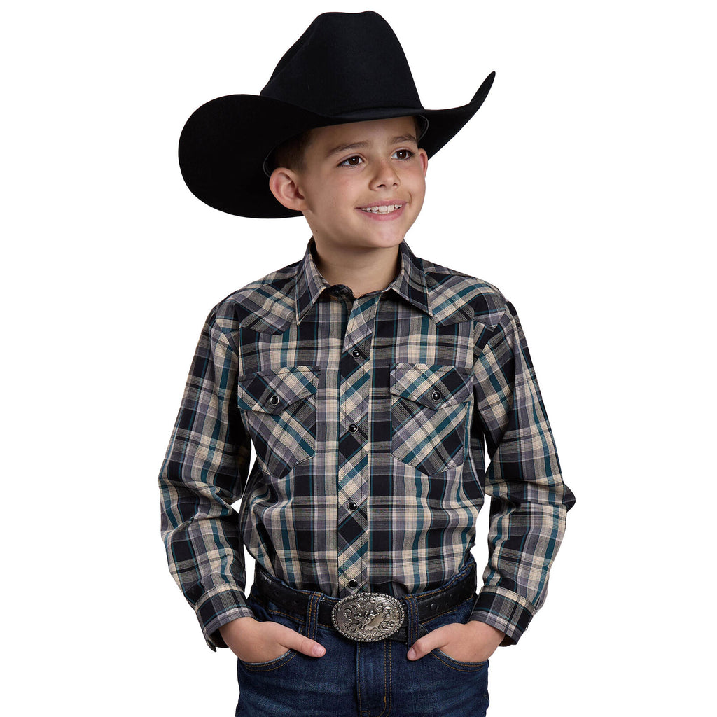 Roper Boys Karman Classic 55/45 Collection L/S Shirt (30101078) Plaid Green