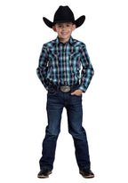 Roper Boys West Made Collection L/S Shirt (30062160) Plaid Blue