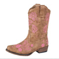 Roper Kids Riley Flowers Western Boots (18191695) Tan