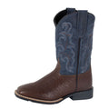 Roper Kids Gabriel Western Boots (18904781) Chocolate Leather/Waxy Blue Suede