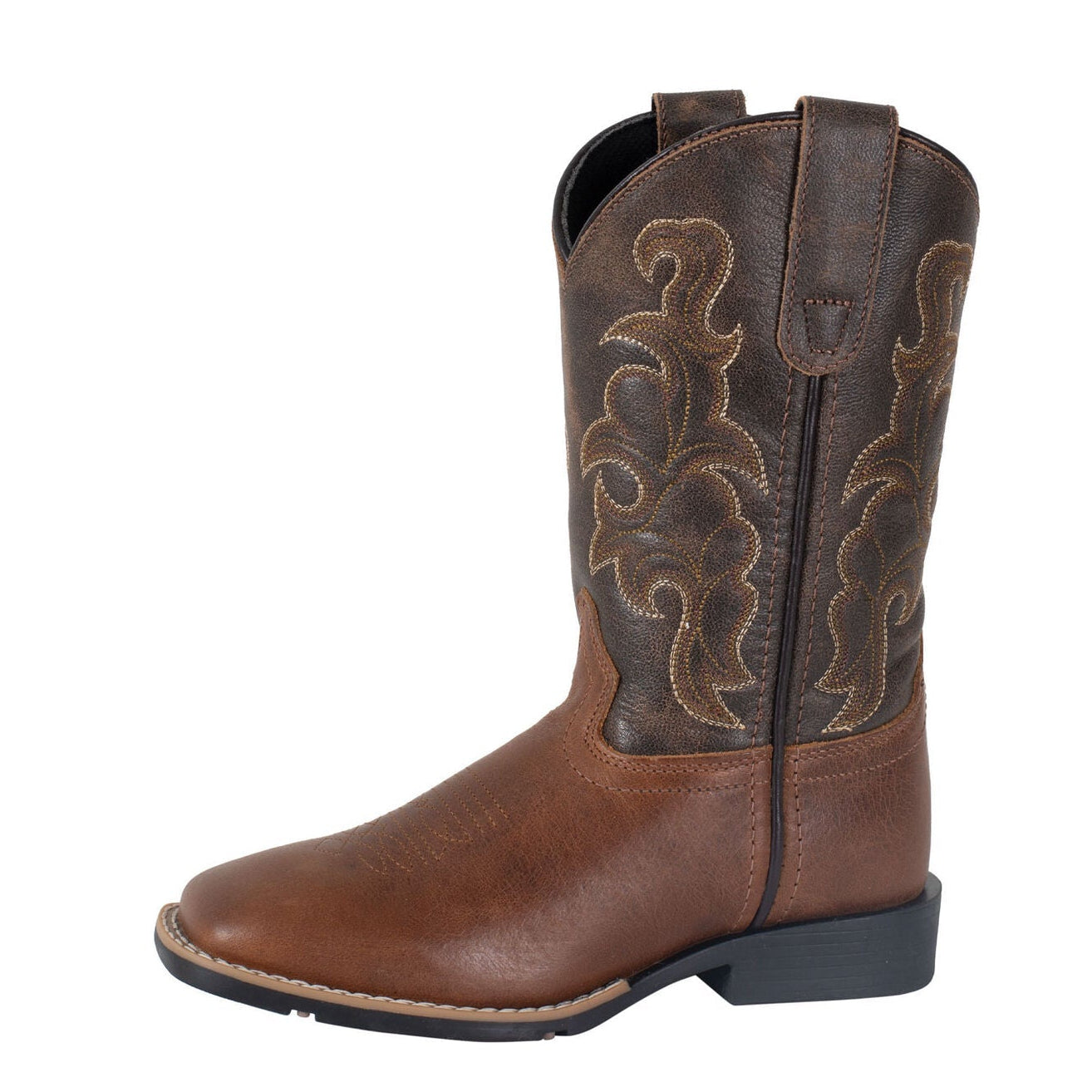 Roper Big Kids Gabriel Western Boots (19904780) Tan/Chocolate Leather