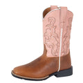 Roper Big Kids Gabriel Western Boots (19904782) Tan/Pink Leather