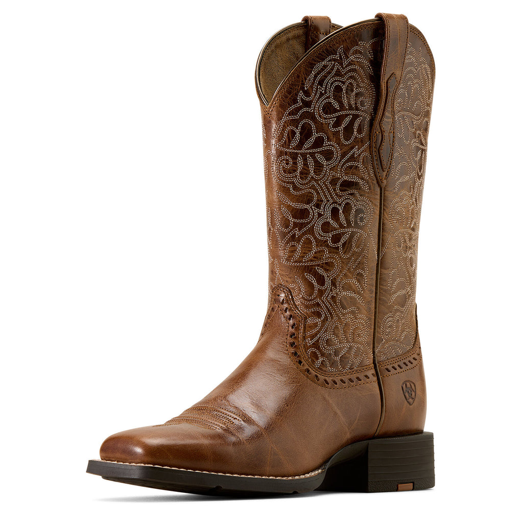 Ariat Womens Round Up Remuda Wide Square Toe Western Boots (10074322) Aged Tan