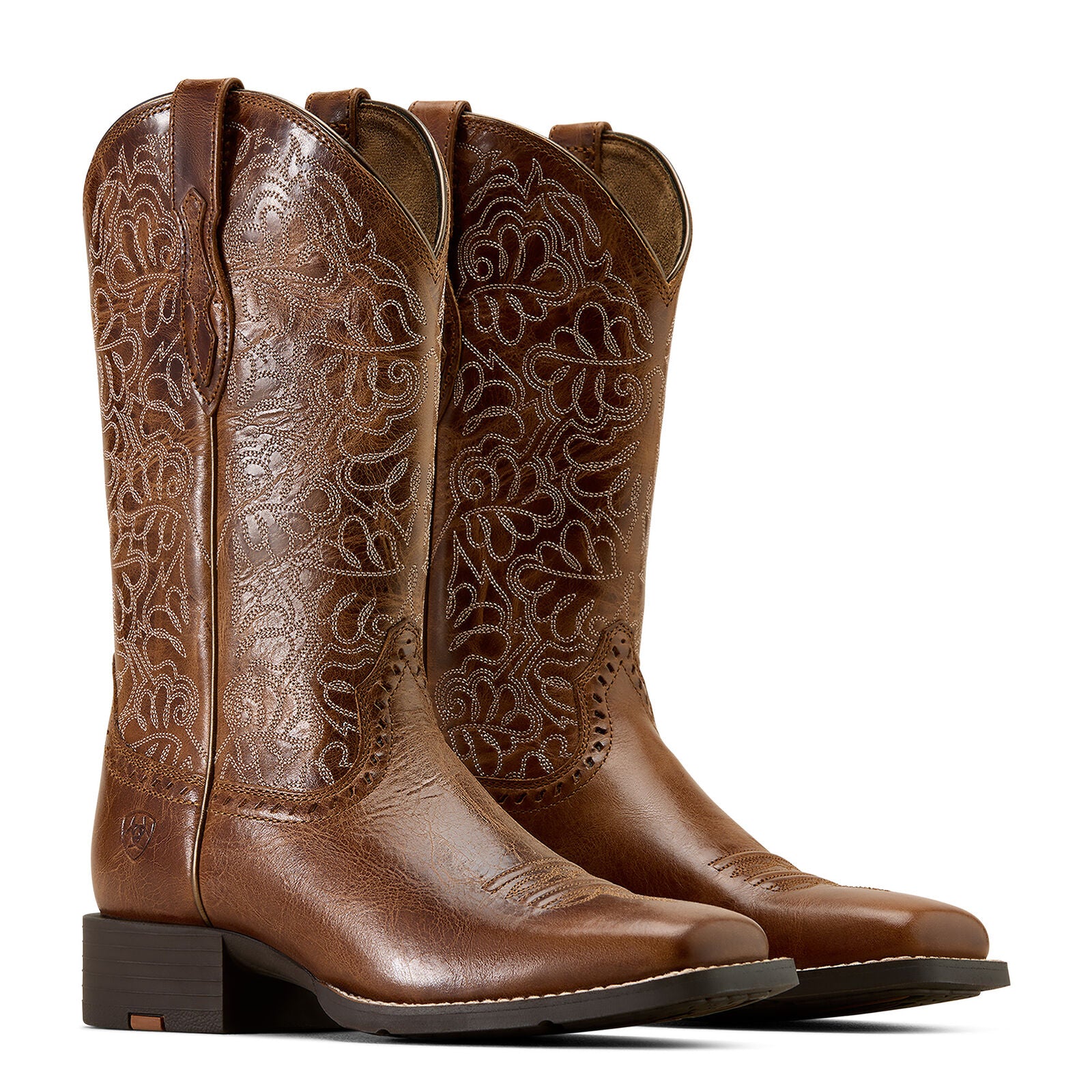 Ariat Womens Round Up Remuda Wide Square Toe Western Boots (10074322) Aged Tan