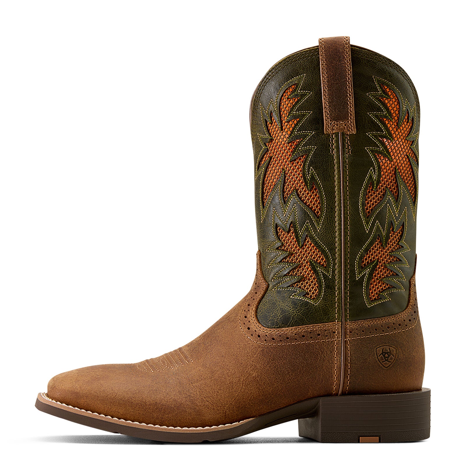 Ariat Mens Sport Cool VentTEK Wide Square Toe Western Boots (10074161) Buff Tan/Dusty Olive