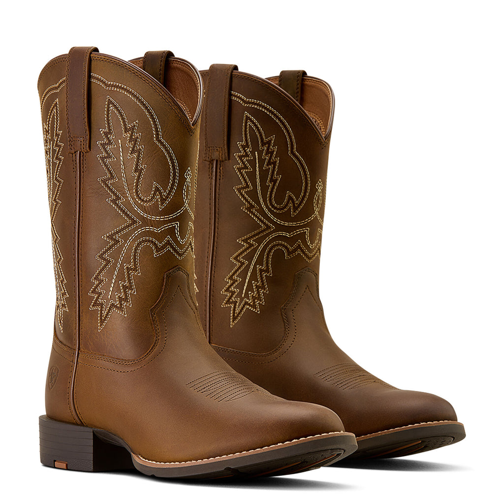 Ariat Mens Sport Stratten Wide Toe Western Boots (10074158) Distressed Brown
