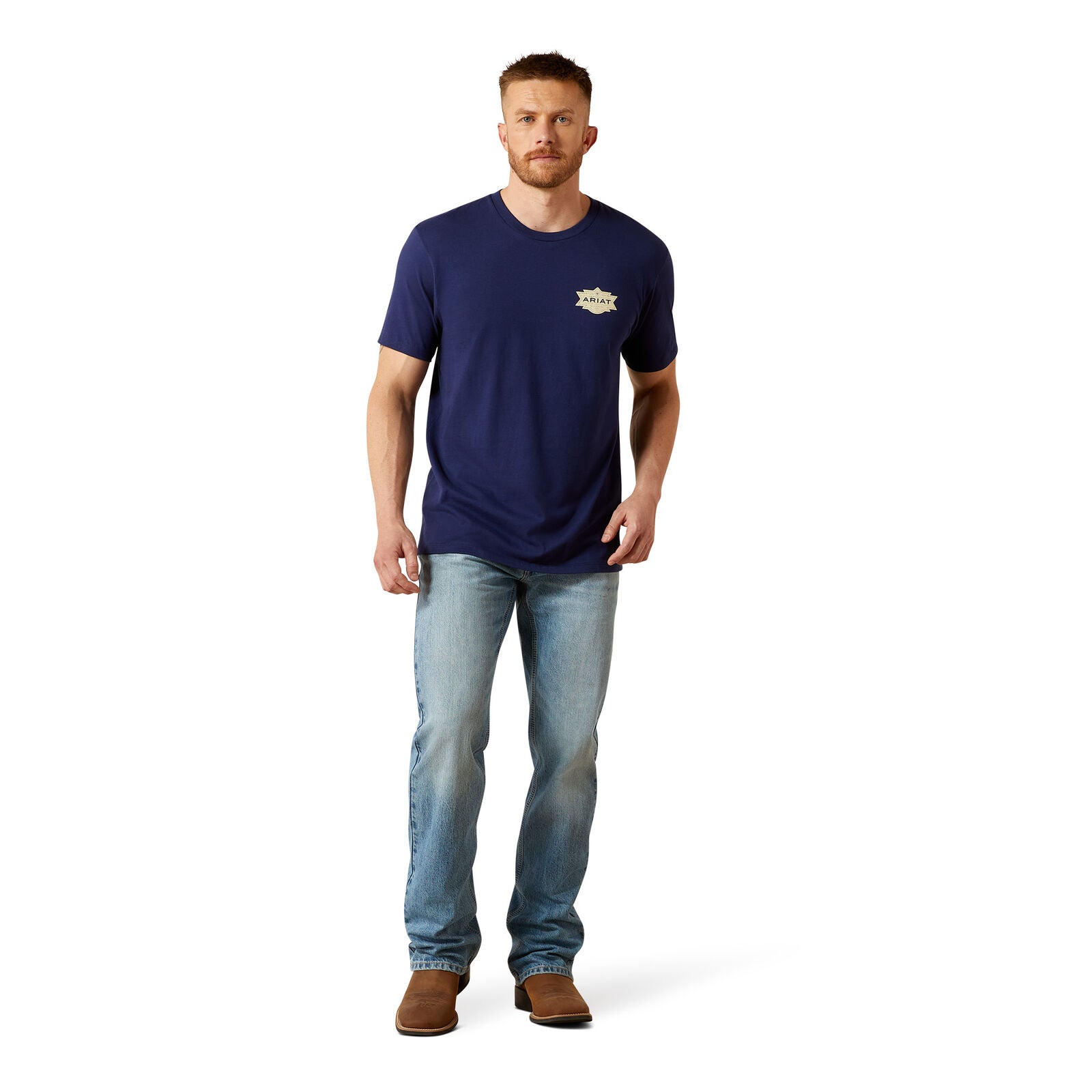 Ariat Mens Mesa Motif Lockup S/S Tee (10065904) Medieval Blue